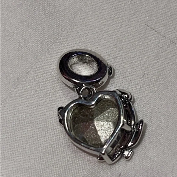 MULA Silver Heart Charm with Crystal Accents and Tulips and Butterflies - Picture 4 of 8